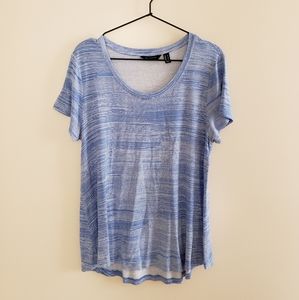 H by Halston Scoop Neck Blue/White Tee szM